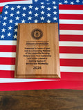 Engraved wooden plaque