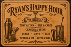 Laser engraved wooden cutting board - Ryan's Happy Hour style
