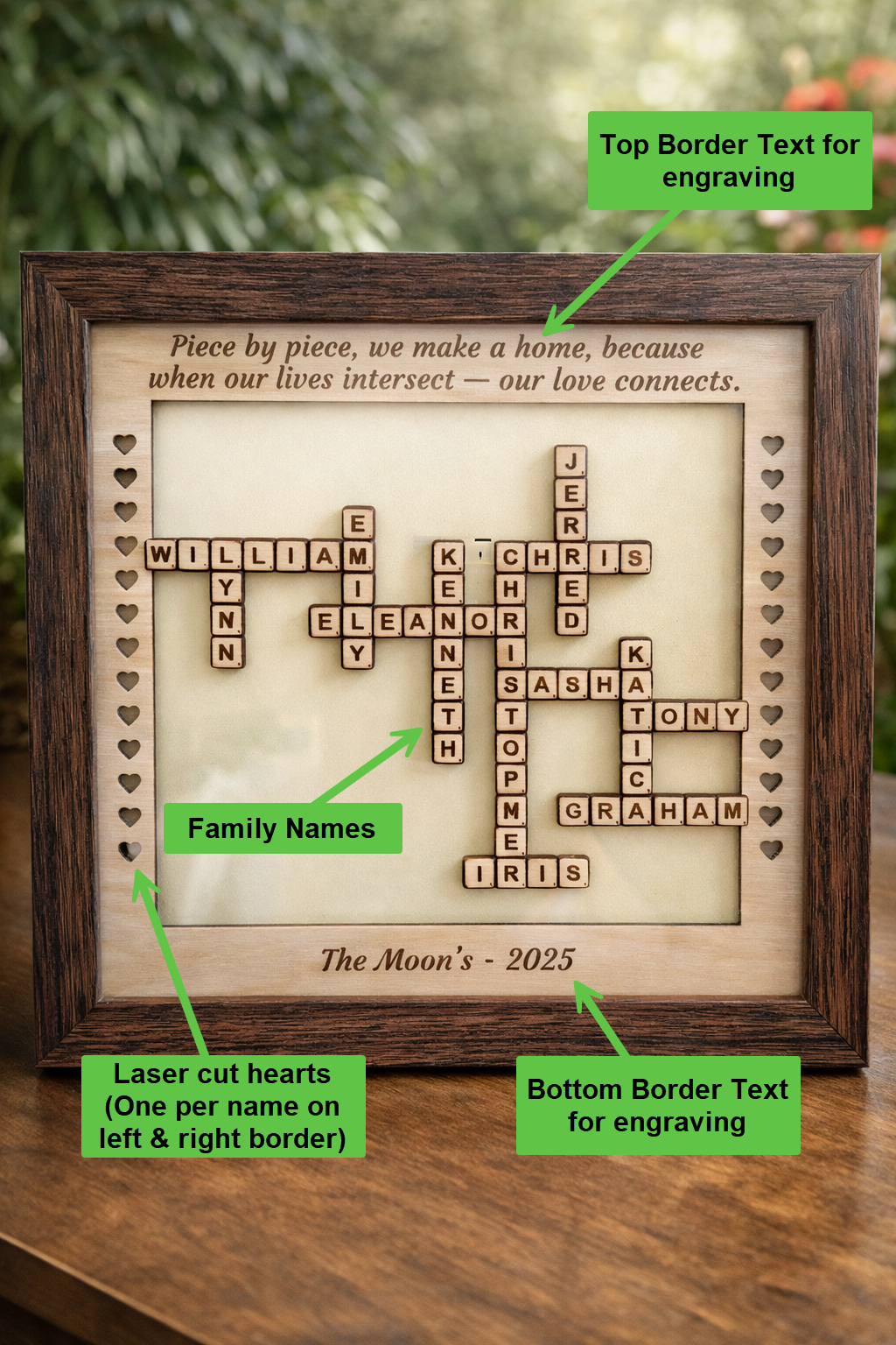 Family Connection Frame — Custom Connected Names (8x8)