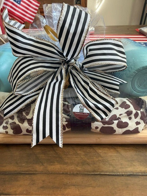 Gift basket - (2) 16oz tumblers, cutting board, charcuterie cookbook, cheese utensils