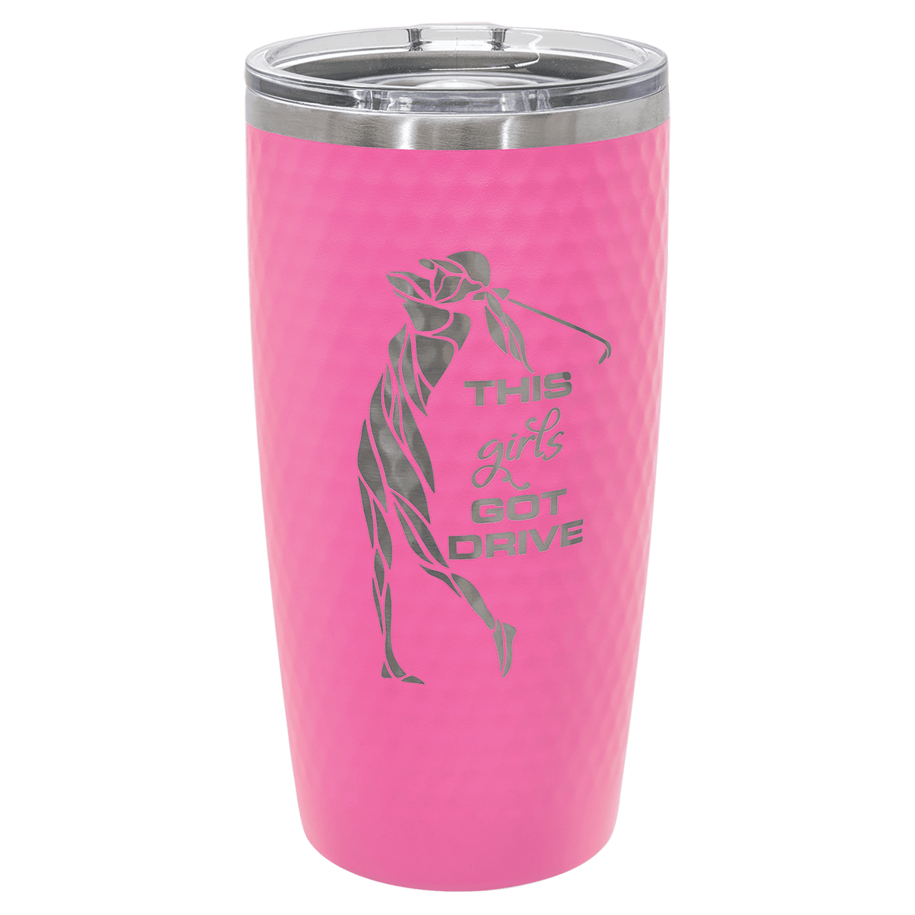 Golf Tumbler - White/Pink with Golf Ball Dimple Texture