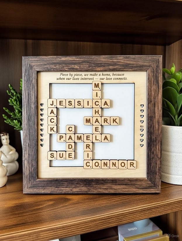 Family Connection Frame — Custom Connected Names (8x8)